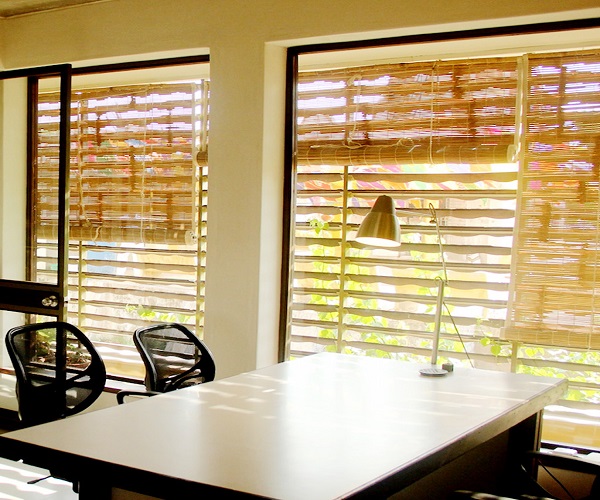 Bamboo blinds in a home